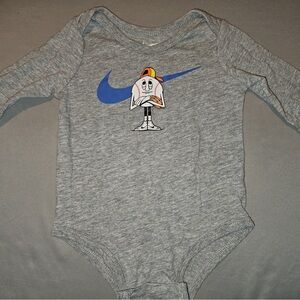 Nike Kids Gray Bodysuit with Blue Logo